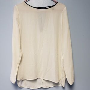 Forever 21 White Blouse Black Lined neck - Size L